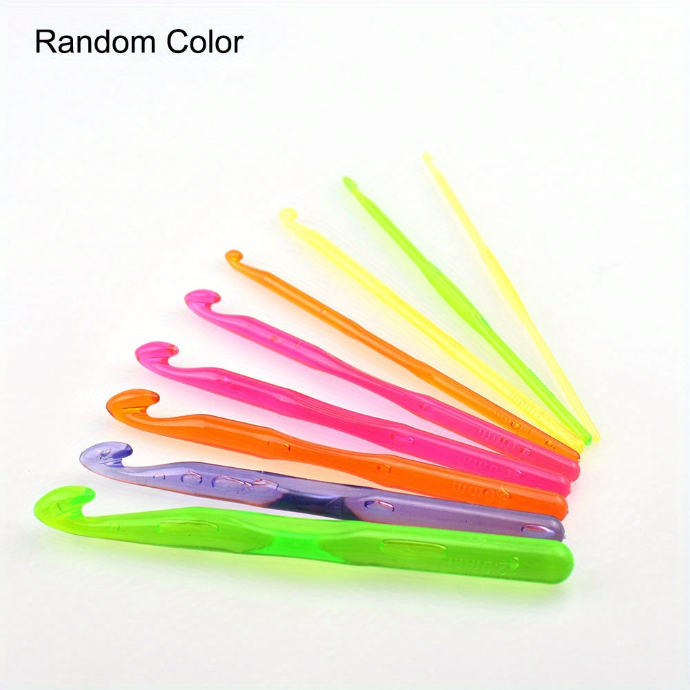 9pcs Crochet Hooks Knitting Tool Transparent Plastic Crochet Ergonomic Needle