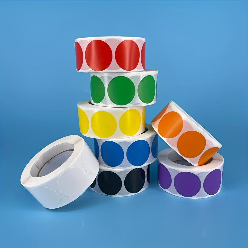 2 Round Colored Stickers Dot Adhesive Film Roll Packaging Label
