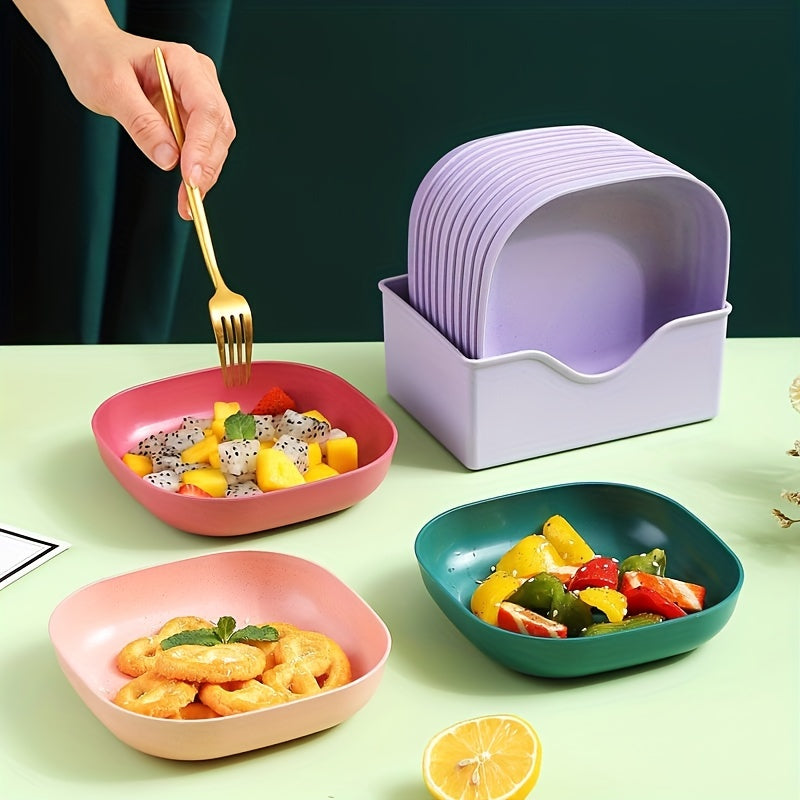 10pcs Reusable Plastic Fruit Dish With Base, Creative Candy Plate