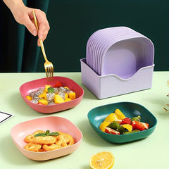 10pcs Reusable Plastic Fruit Dish With Base, Creative Candy Plate