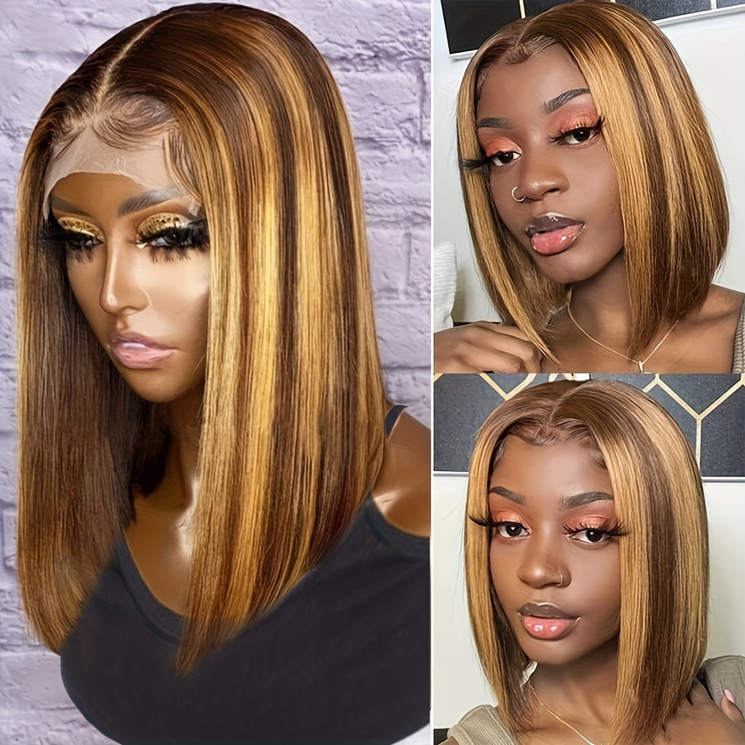 Highlight Ombre 4x4 Lace Closure Human Hair Bob Wig