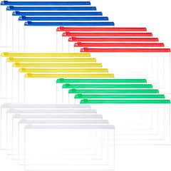 50pcs A6 Clear Document Bag Zipper Waterproof Wallet Pencil Bag 5 Colors