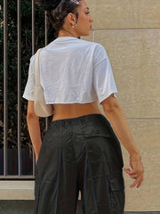  High Rise Cargo Jogger Trousers with Pockets