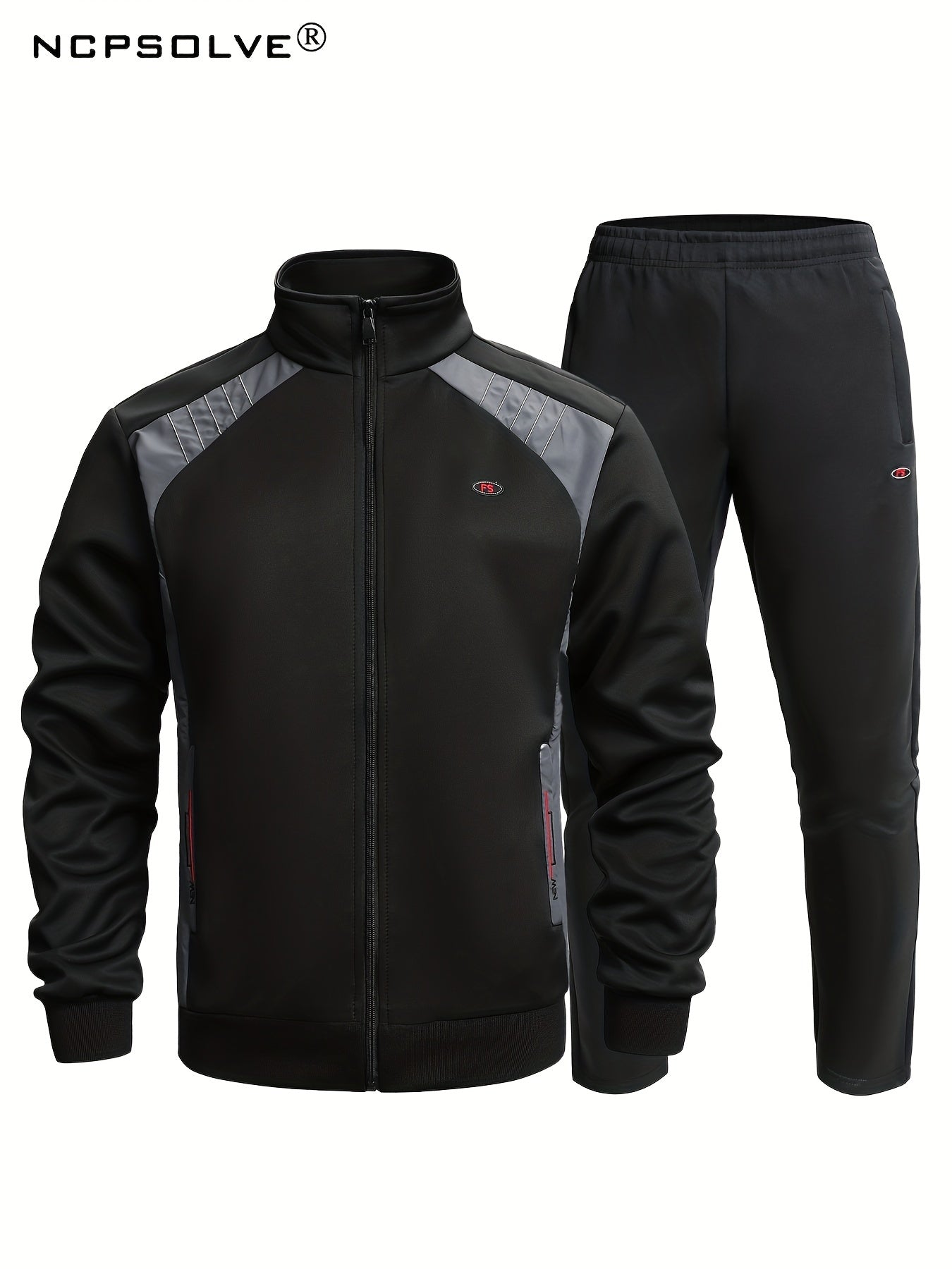 Breathable Men's Sports Suit with Stand Collar and Stretch Pants