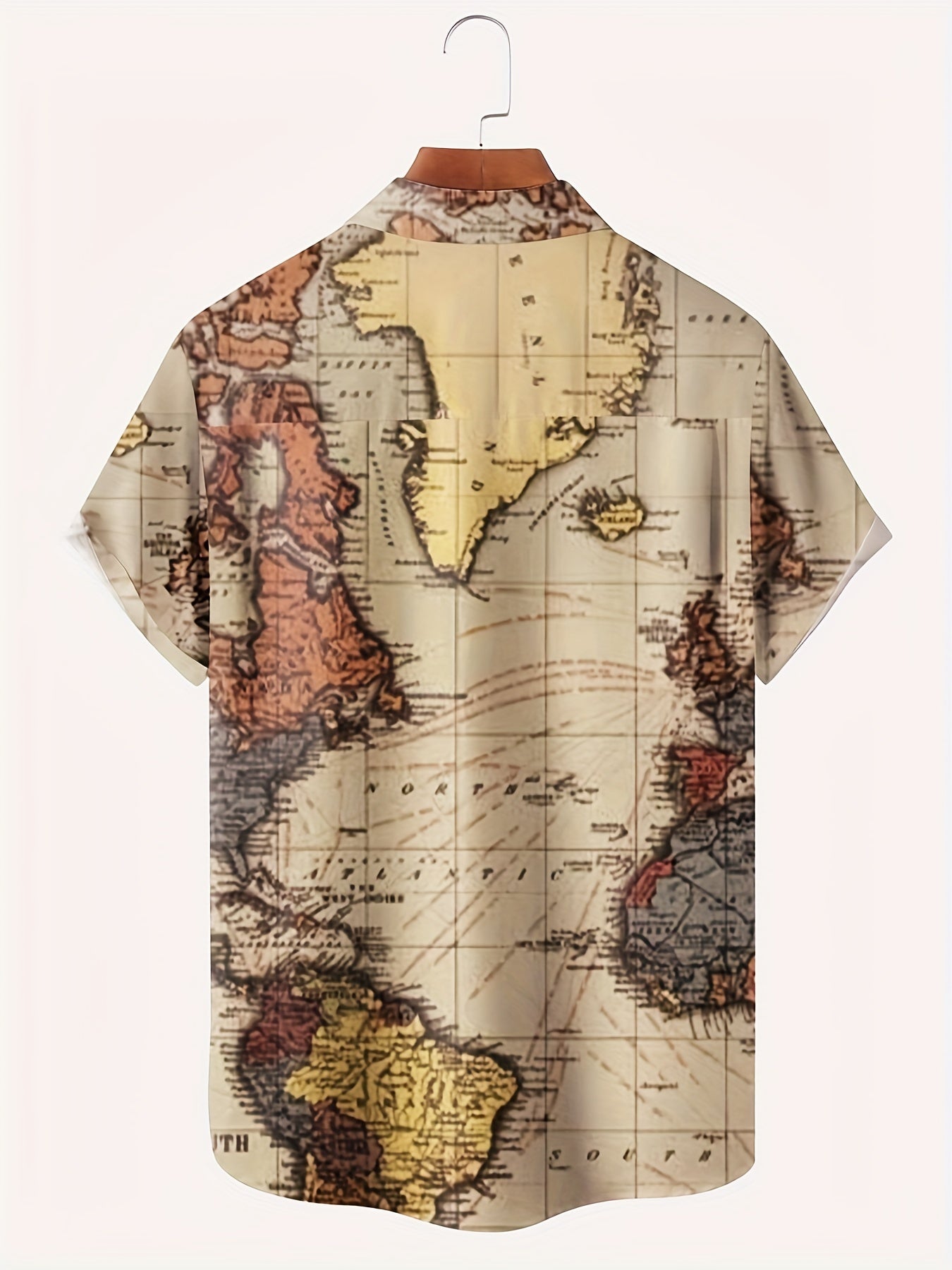 Map Print Men's Casual Short Sleeve Shirt - Summer Vacation Resort Top