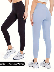 High Waist Yoga Leggings Solid Color Seamless Workout Pants