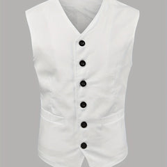 V Neck Smart Suit Trachten Vest Men's Casual Retro Style Waistcoat