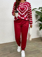  Tie Dye Heart Print Top & Joggers Set