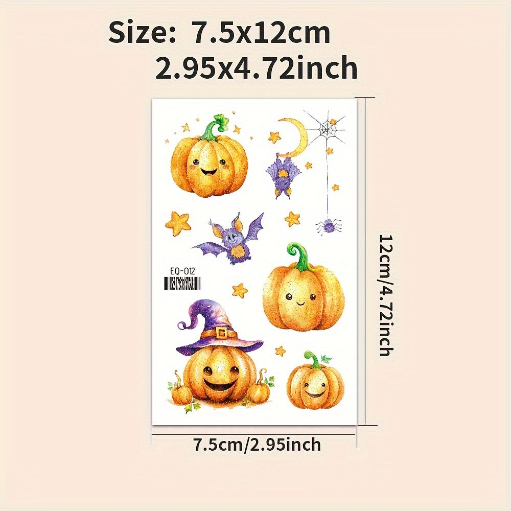 10 Glitter Halloween Tattoos Pumpkin Head Ghost Party Decoration Stickers