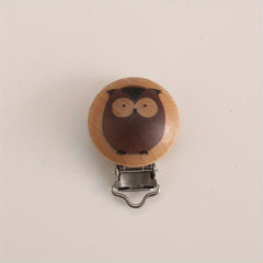 Animal Printed Wooden Pacifier Clip for Babies