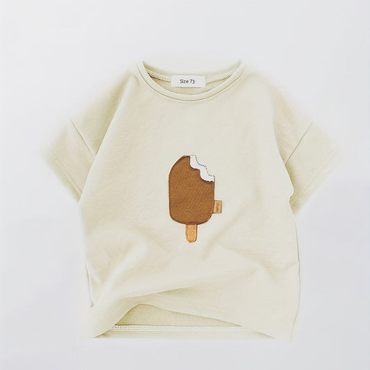 Baby Boys Ice Cream Patch Short Sleeve T-shirt for Summer