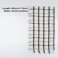 Plaid Linen Tassel Scarf Outdoor Sunscreen Head Wrap