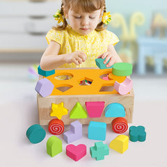 Hibobi 17 Hole Colorful Intelligence Box Cart Toy Building Block Shape Matching
