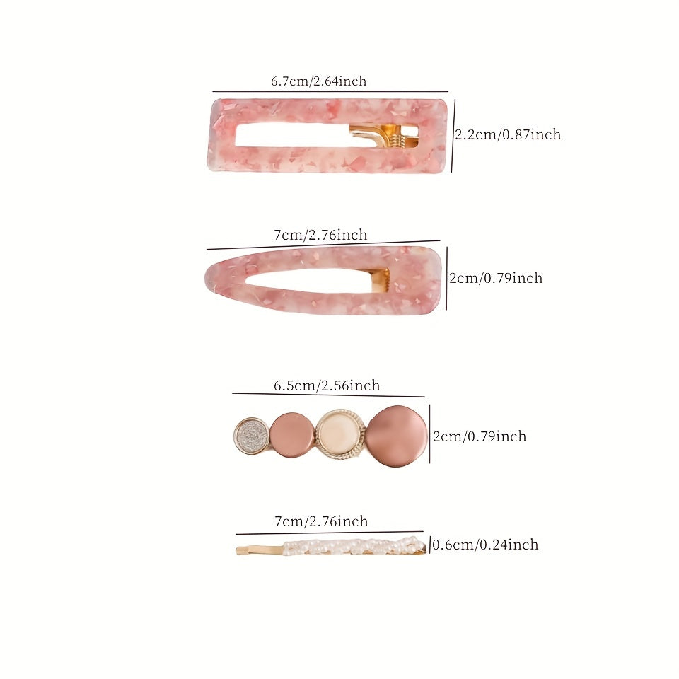 3pcs Acetate Hair Clip Faux Pearl Bobby Pin Side Clip Bangs Clip