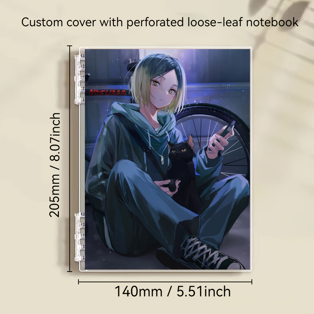 Customizable Waterproof Spiral Notebook with Removable Cover Personalized Anime