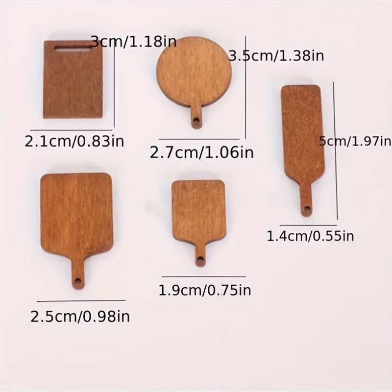 5pcs Mini Dollhouse Kitchenware Set Wooden Tray and Cut