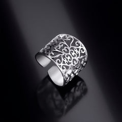 Cooltime Retro Hollow Square Rattan Pattern Stainless Steel Men's Ring