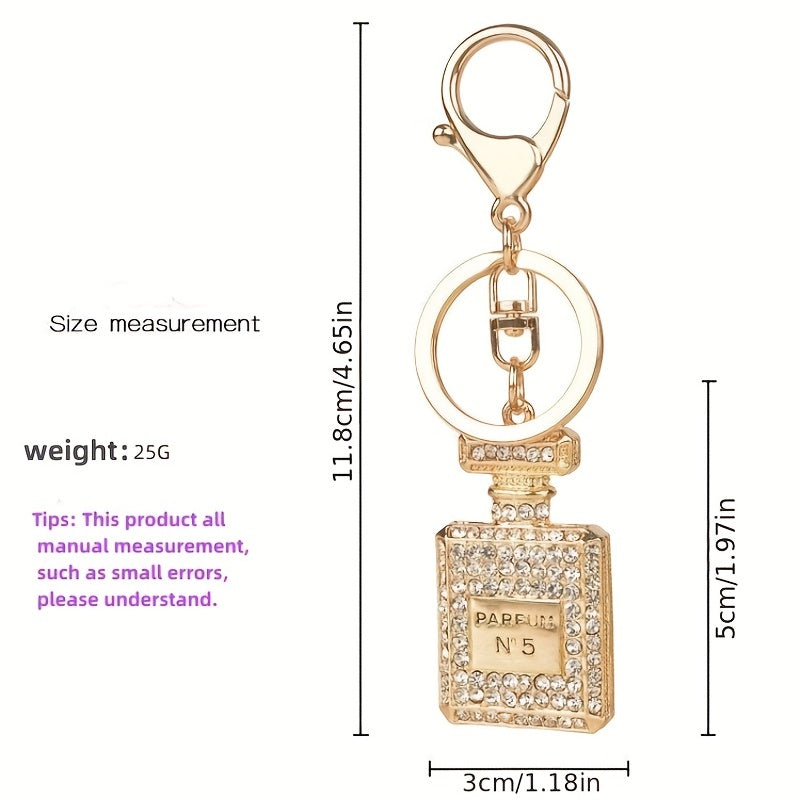 Ladies Rhinestone Perfume Bottle Key Chain Bag Pendant Key Ring