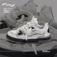 Women's Thick Sole Lace-up Skate Shoes Lightweight Low Casual Sneakers