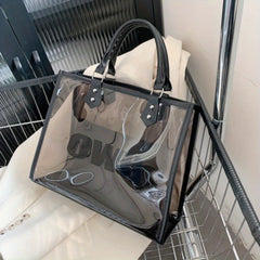Transparent Letter Print Tote Bag Large Capacity PVC Handbag