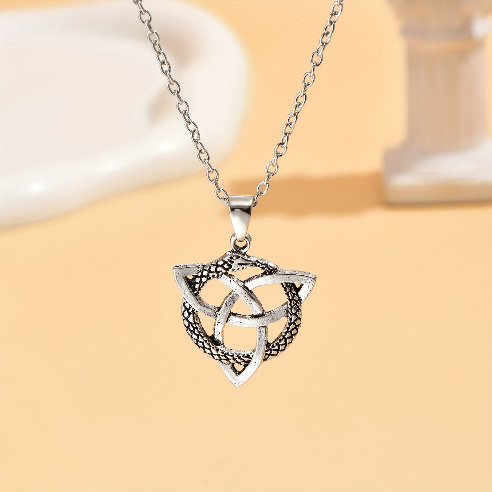 Gothic Vintage Silver Viking Rune Pendant Necklace