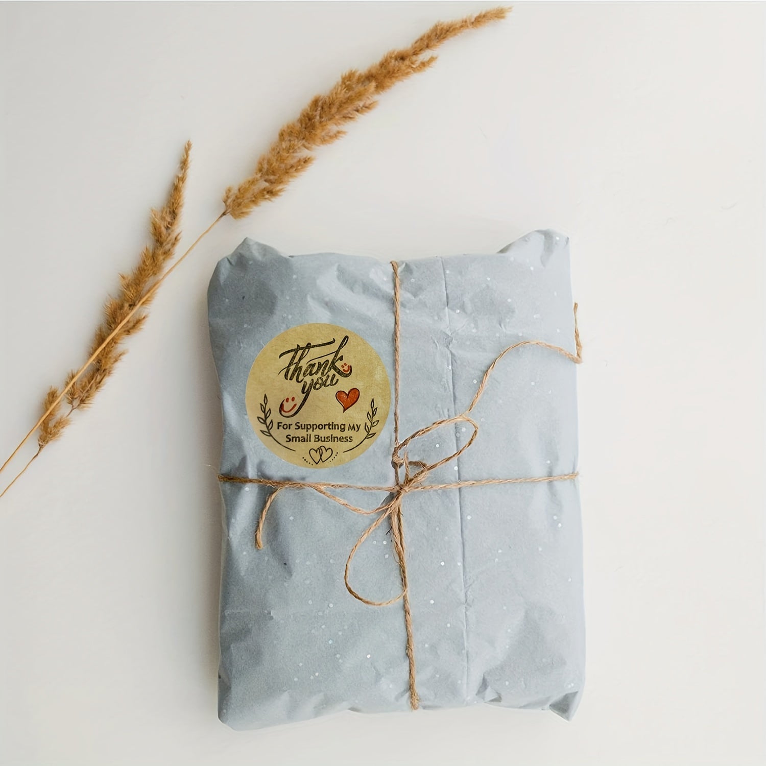 500pcs 1" Brown Paper Thank You Stickers