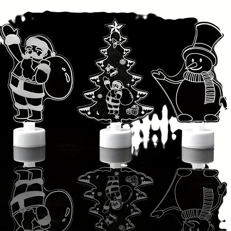 Colorful Acrylic Christmas Tree Snowman Santa Claus Decorations