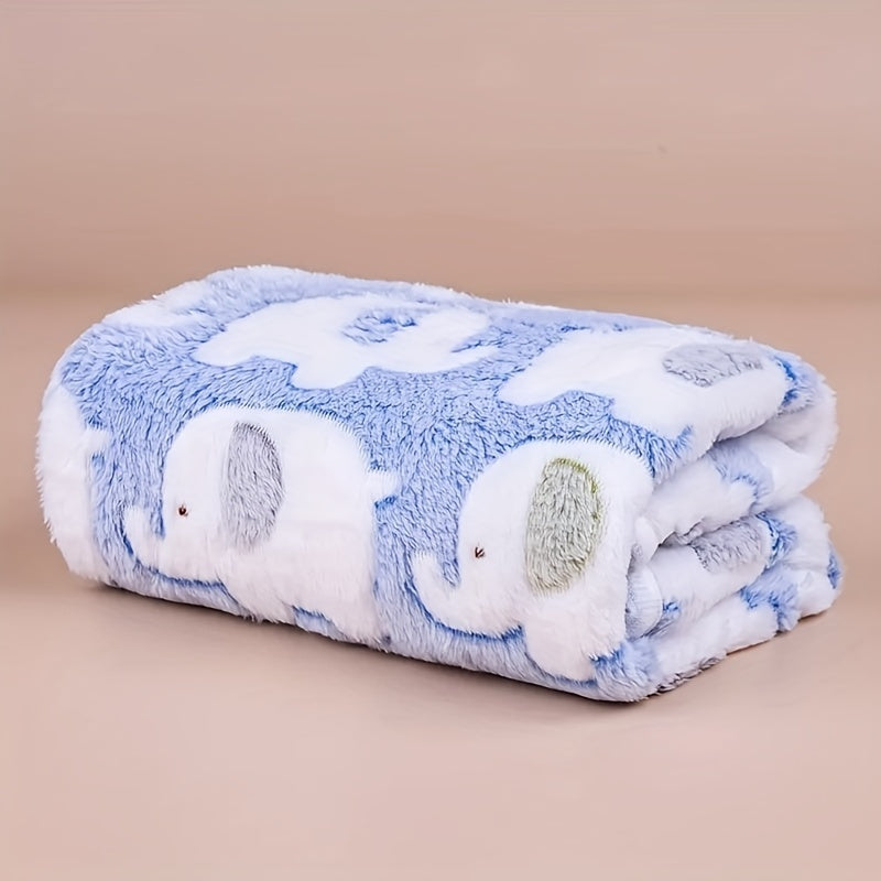 Cozy Elephant Pet Blanket for Dogs and Cats, Flannel Throw for Puppies