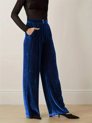  Velvet High Rise Wide Leg Trousers