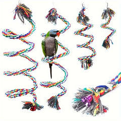 Bird Spiral Rope Habitat Parrot Spiral Ladder Cage Accessories with Bells