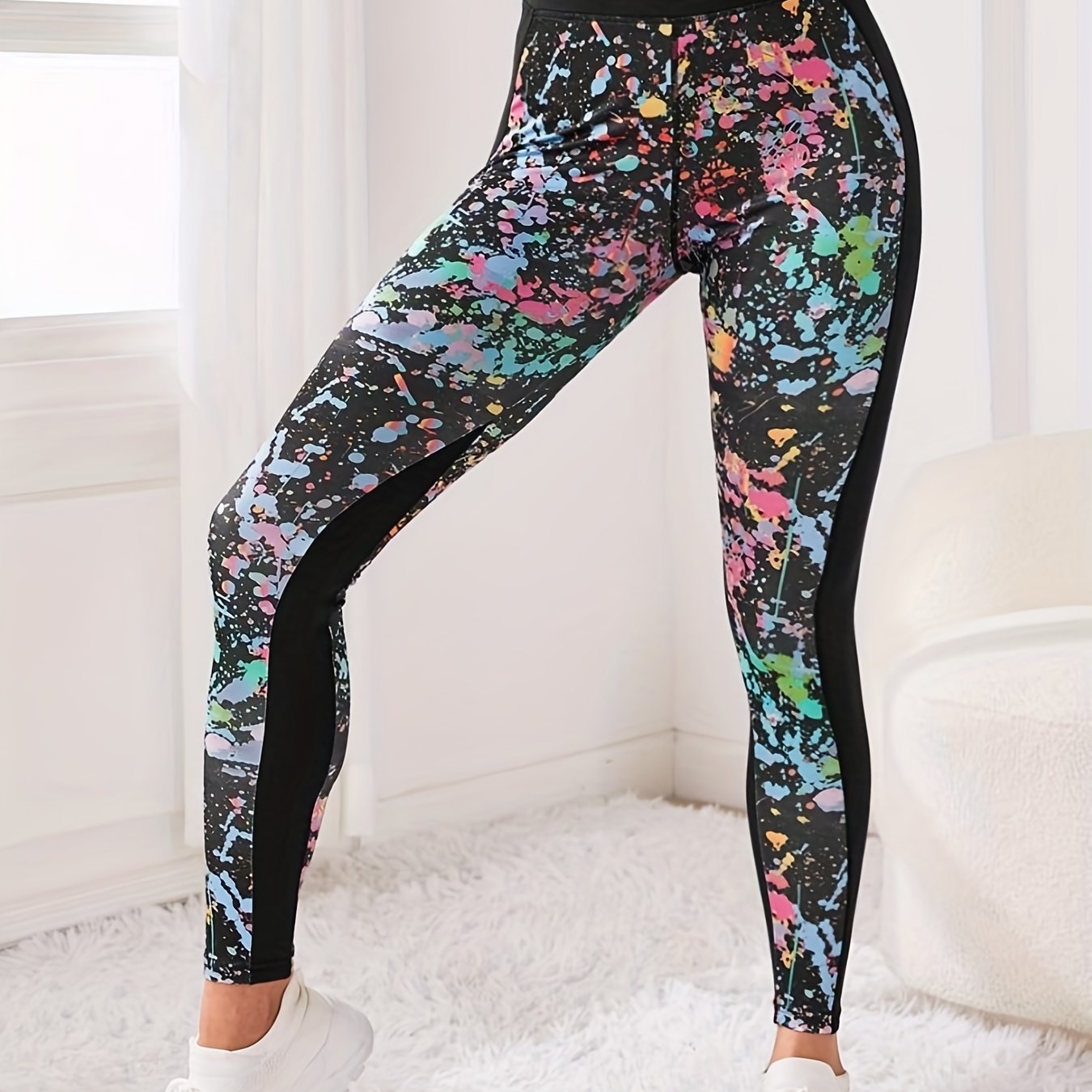 Splash Ink Print High Waist Leggings