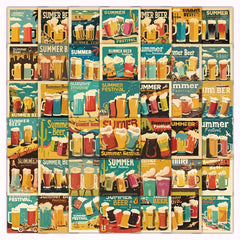 54pcs Summer Beer Sticker Pack Waterproof Vinyl Decals Assorted Colors Self Adhe
