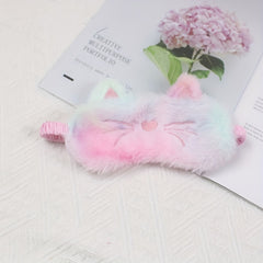 Cartoon Blackout Plush Eyeshade Cat Soft Comfy Blindfold For Travel Rest Nap