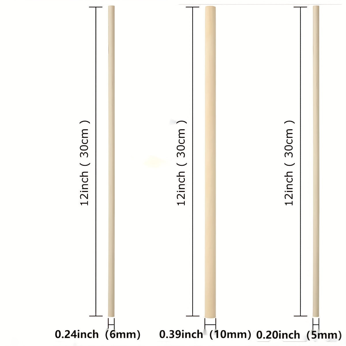 30/50/100 Pcs Bamboo Skewers 11.8", Flat Headed, Unfinished, Crafts DIY Projects