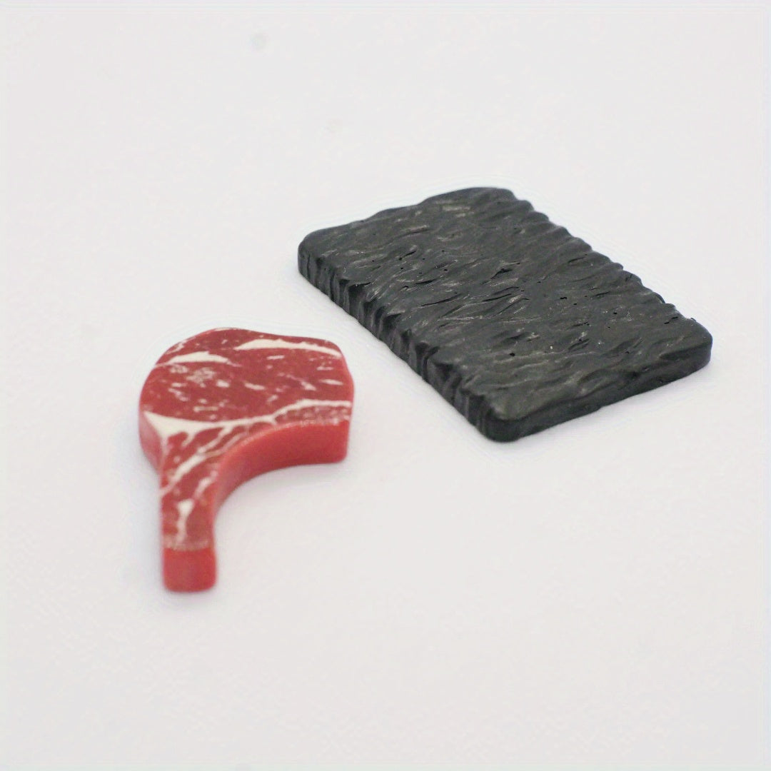 2pcs Mini Steak Model Set for Dollhouses and Model Making