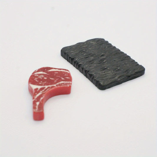 2pcs Mini Steak Model Set for Dollhouses and Model Making