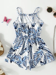 Girls Feather Cami Rompers for Beach Vacation
