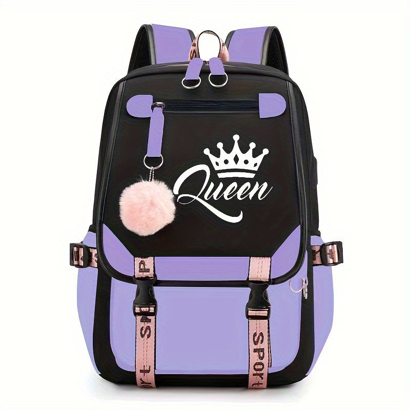 Queen Print Students School Backpack Large Capacity Casual Bag