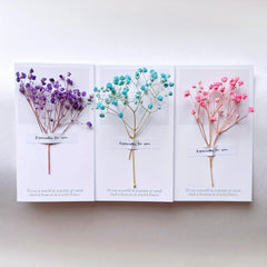 4pcs Gypsophila Dried Flower Cards for Birthday Thanksgiving Romantic Bouquet