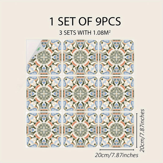 9pcs Mediterranean Print Matte Thickened Waterproof Decal