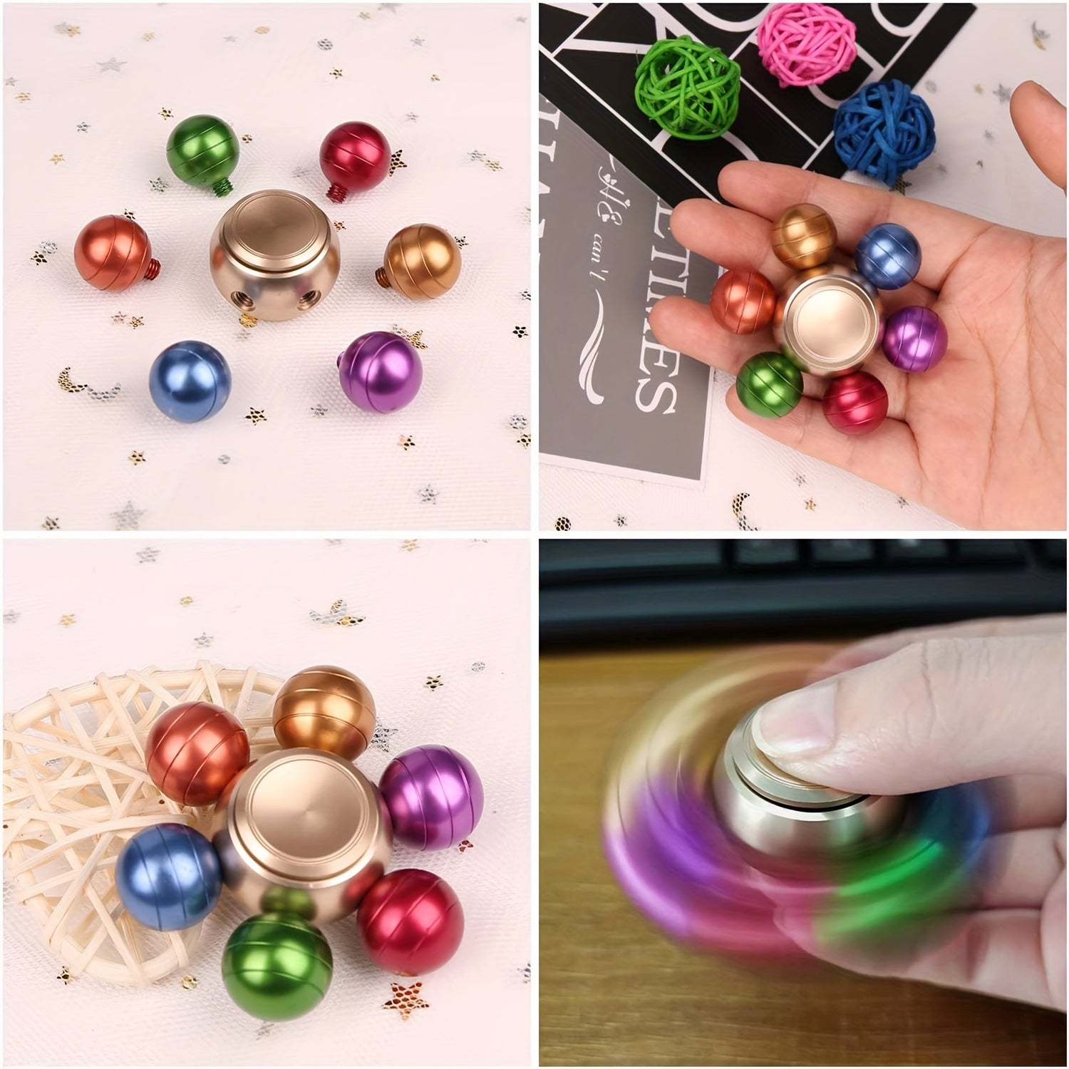 Metal Fidget Spinner Stress Ball for Kids & Adults
