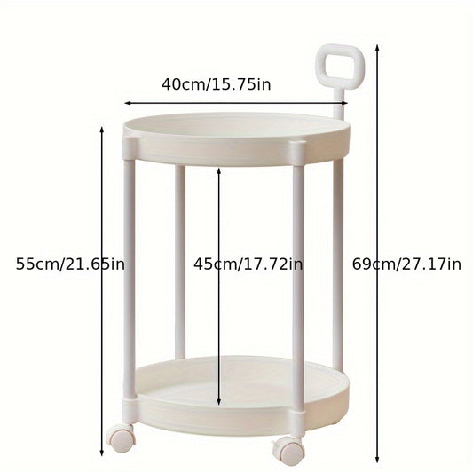 Cream Style Coffee Table Movable Cart Small Bedside Shelf