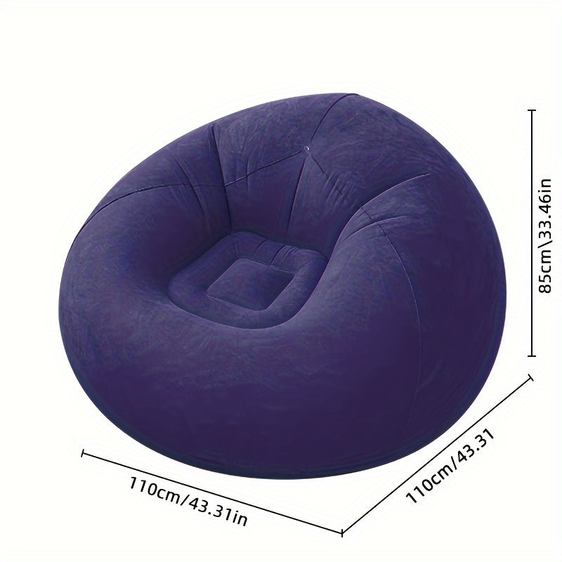 1pc Inflatable Lazy Sofa Single Person Flocked Lounge Chair