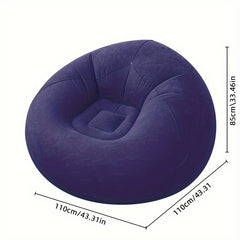 1pc Inflatable Lazy Sofa Single Person Flocked Lounge Chair