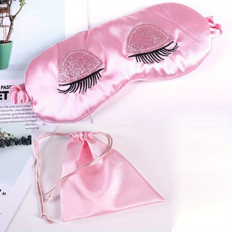 Silk Eye Sleep Mask Soft Sleeping Mask Elastic Strap Pink