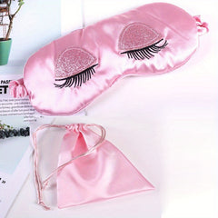Silk Eye Sleep Mask Soft Sleeping Mask Elastic Strap Pink