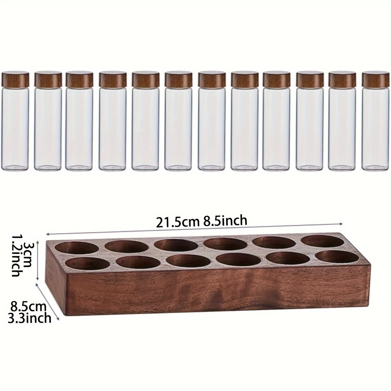 12pcs DIY Coffee Bean Storage Tubes Single Dose Wooden Cellar Display Stand