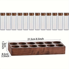 12pcs DIY Coffee Bean Storage Tubes Single Dose Wooden Cellar Display Stand