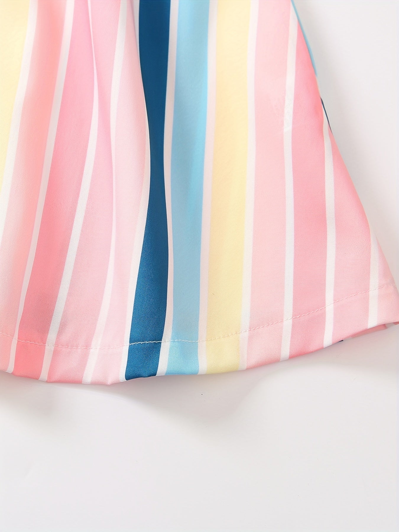 Toddler Girls Rainbow Striped Button Front Cami Dress