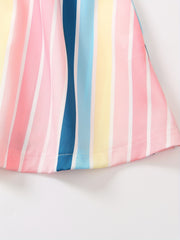 Toddler Girls Rainbow Striped Button Front Cami Dress